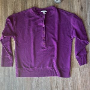 Athleta Purple Button-Front Henley Sweatshirt